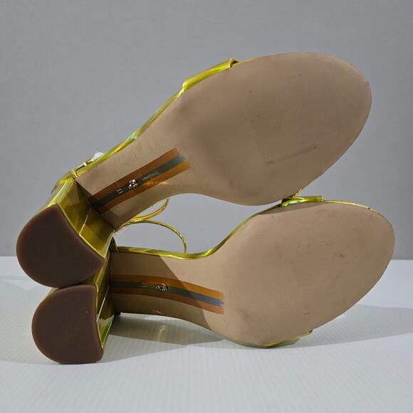 Sam Edelman Yaro Block Heel Sandal Womens 11 Metallic Gold Evening Wedding Party - Picture 12 of 14